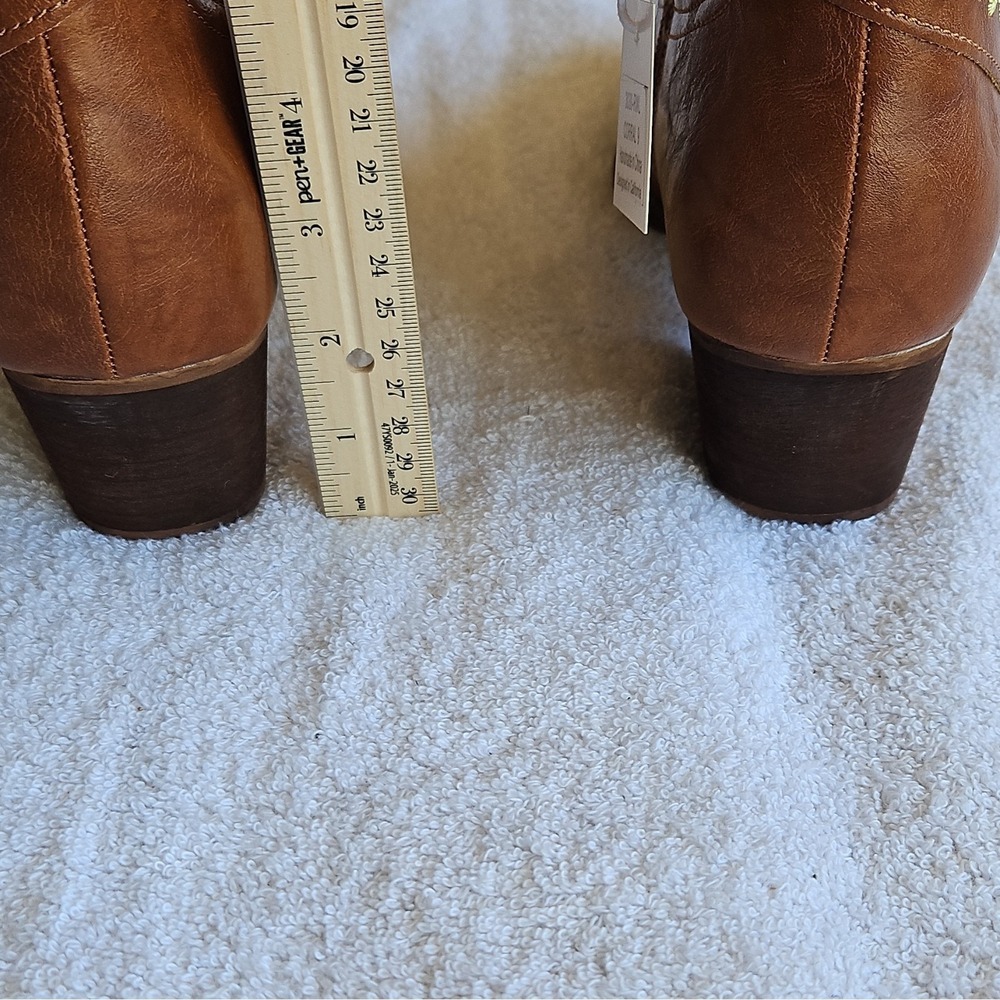 J.Adams Shoes Corral Brown PU Floral Embroidered Ankle Bootie Zip Women 9 - Picture 5 of 8